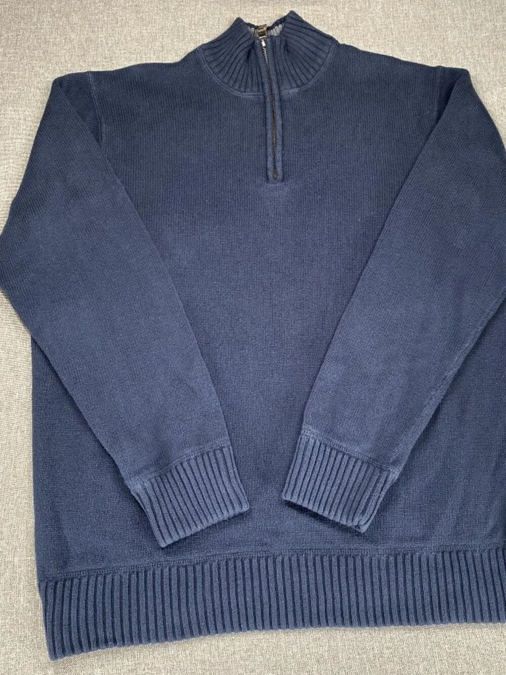 Eddie Bauer 1/4 Zip Ribbed Knit Sweater Top Men's XL Blue Casual - Picture 4 of 13